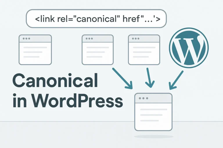 Esempio visivo di implementazione Canonical su pagine duplicate in WordPress